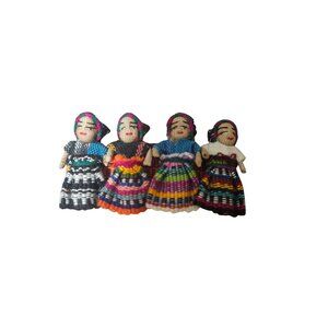 Handcrafted Guatemalan Worry Doll Hair Clip Multicolored Fabric Dolls Unique Fol